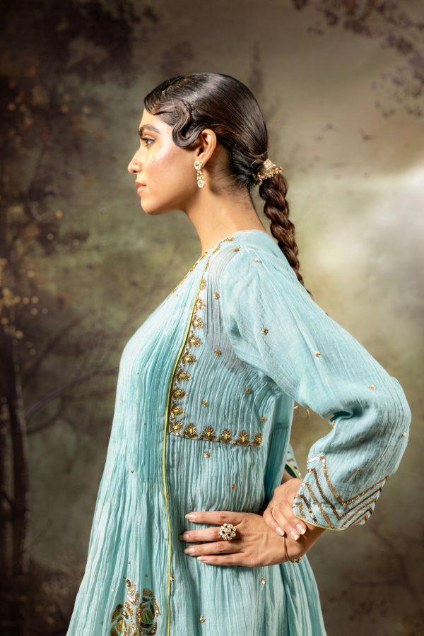 Ice Blue 5 Boota Kurta Set