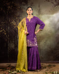 Purple Daman Lappa Sharara Set