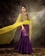 Purple Daman Lappa Sharara Set