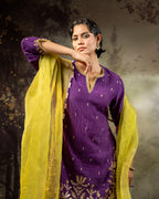 Purple Daman Lappa Sharara Set
