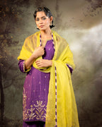 Purple Daman Lappa Sharara Set