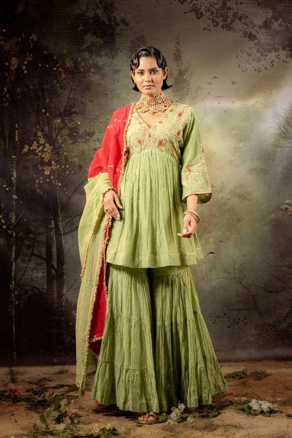 Elaichi Green Ambi Sharara Set