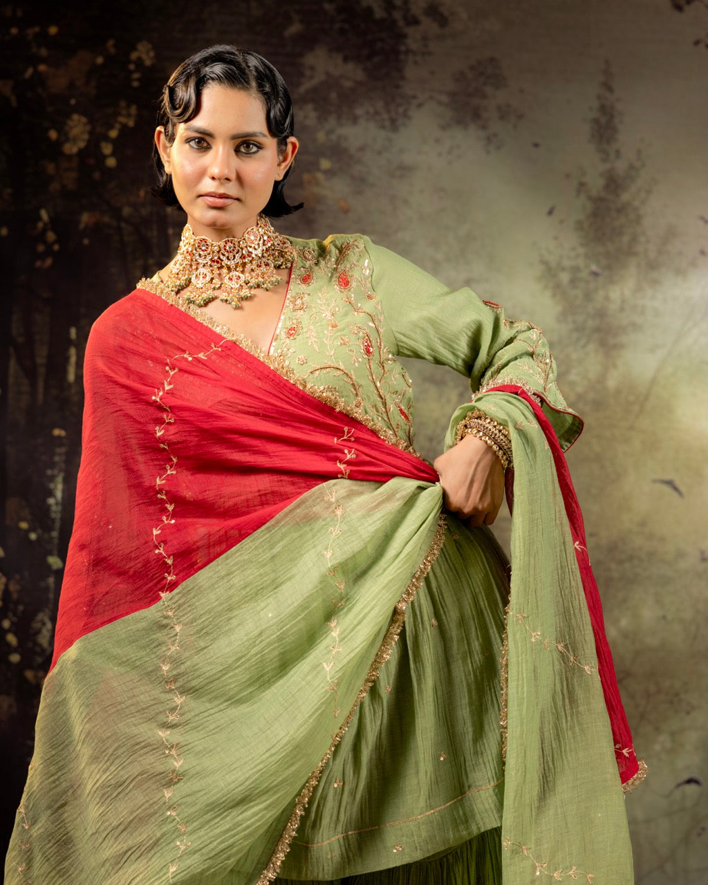 Elaichi Green Ambi Sharara Set