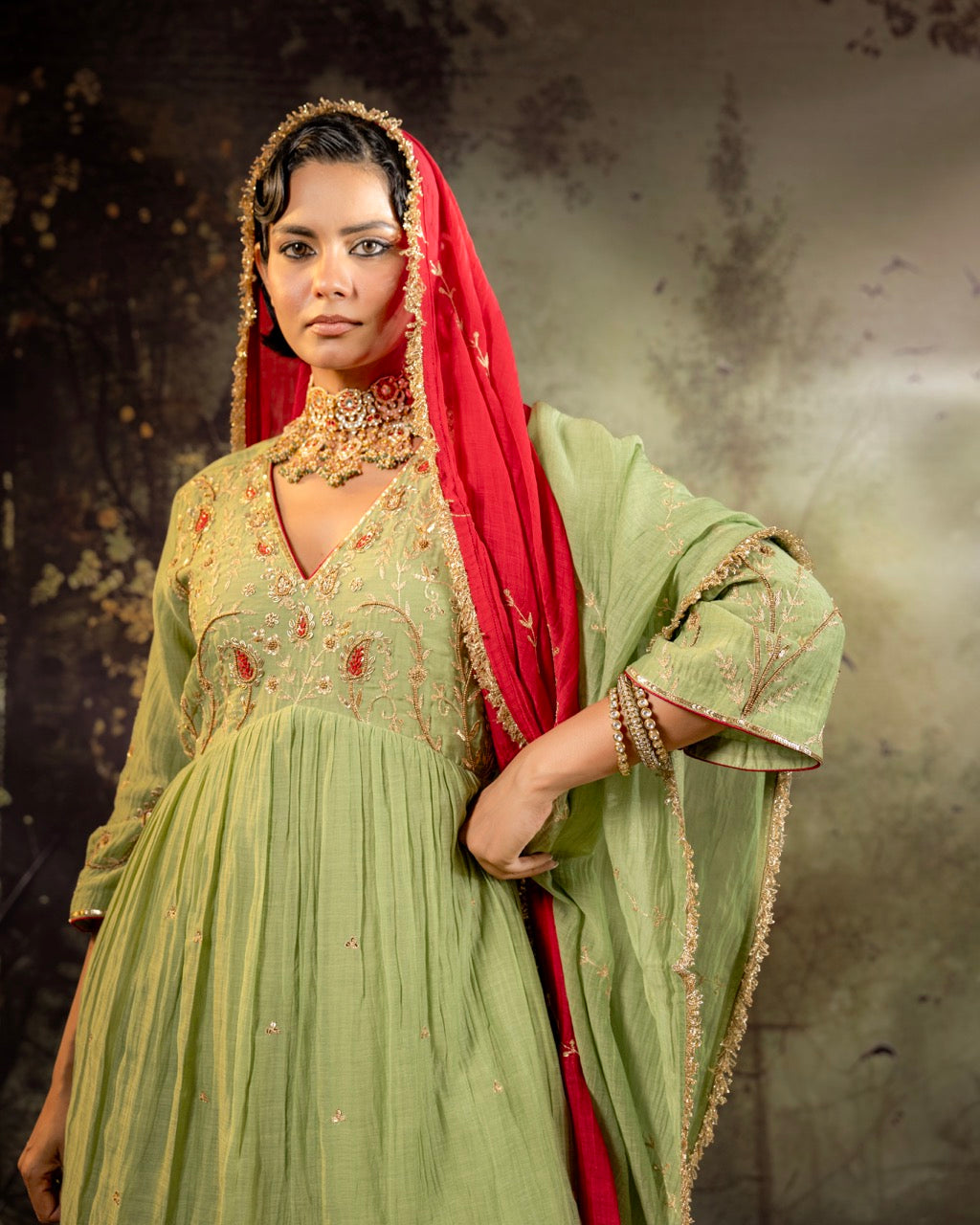 Elaichi Green Ambi Sharara Set