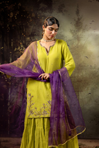 Neon Green Daman Lappa Sharara Set