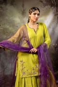 Neon Green Daman Lappa Sharara Set