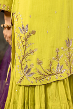 Neon Green Daman Lappa Sharara Set