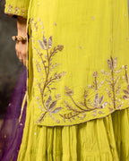 Neon Green Daman Lappa Sharara Set