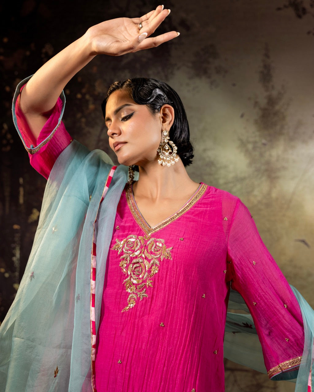 Ice Blue Jaal Farshi Kurta Set