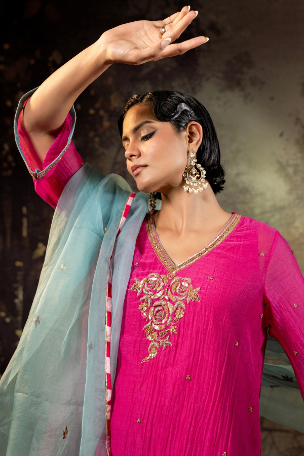 Ice Blue Jaal Farshi Kurta Set