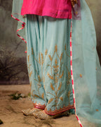 Ice Blue Jaal Farshi Kurta Set