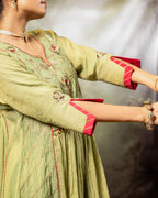 Elaichi Green Center Gathered A-line Kurta Set