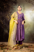 Purple Center Gathered A-line Kurta Set