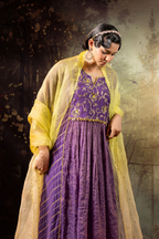 Purple Center Gathered A-line Kurta Set
