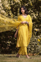 Mustard Side Pocket Kurta Set