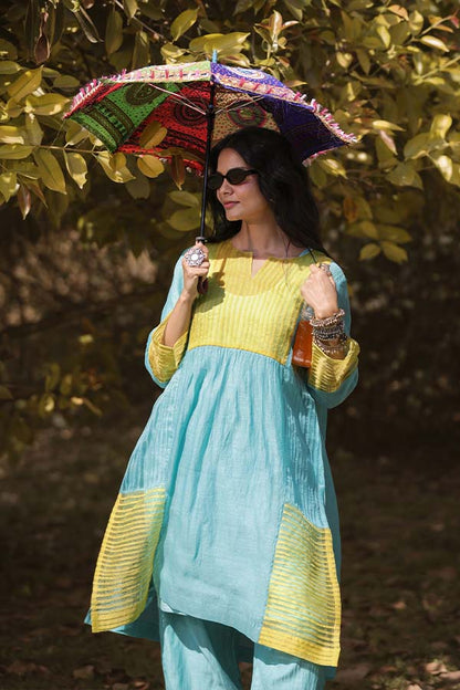 Sky Blue Pintek Co-ord Set