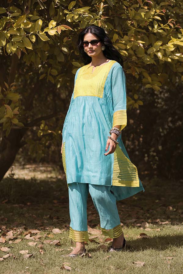 Sky Blue Pintek Co-ord Set