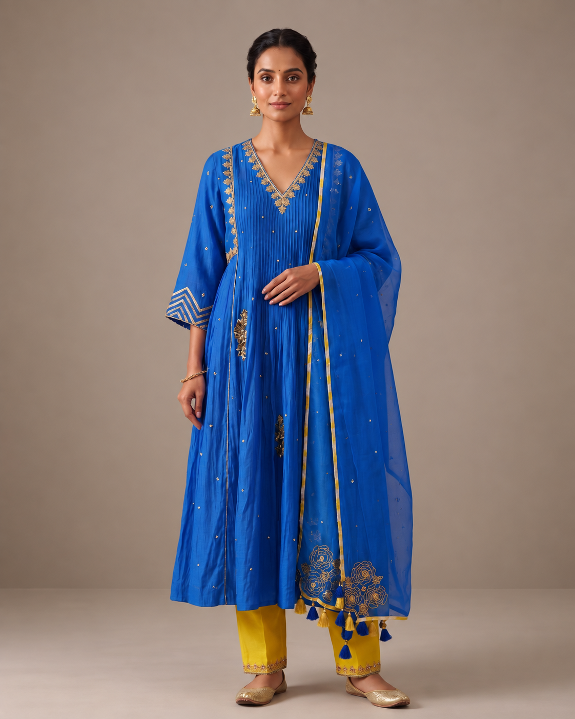 Electric Blue 5 Boota Kurta Set