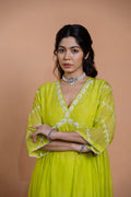 Neon Green Narrow Gathered Suit Set