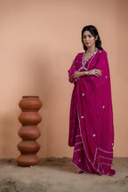 Pink Narrow Gathered A-line Kurta Set