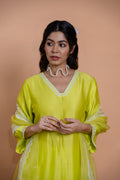 Neon Green Floral Motif Suit Set