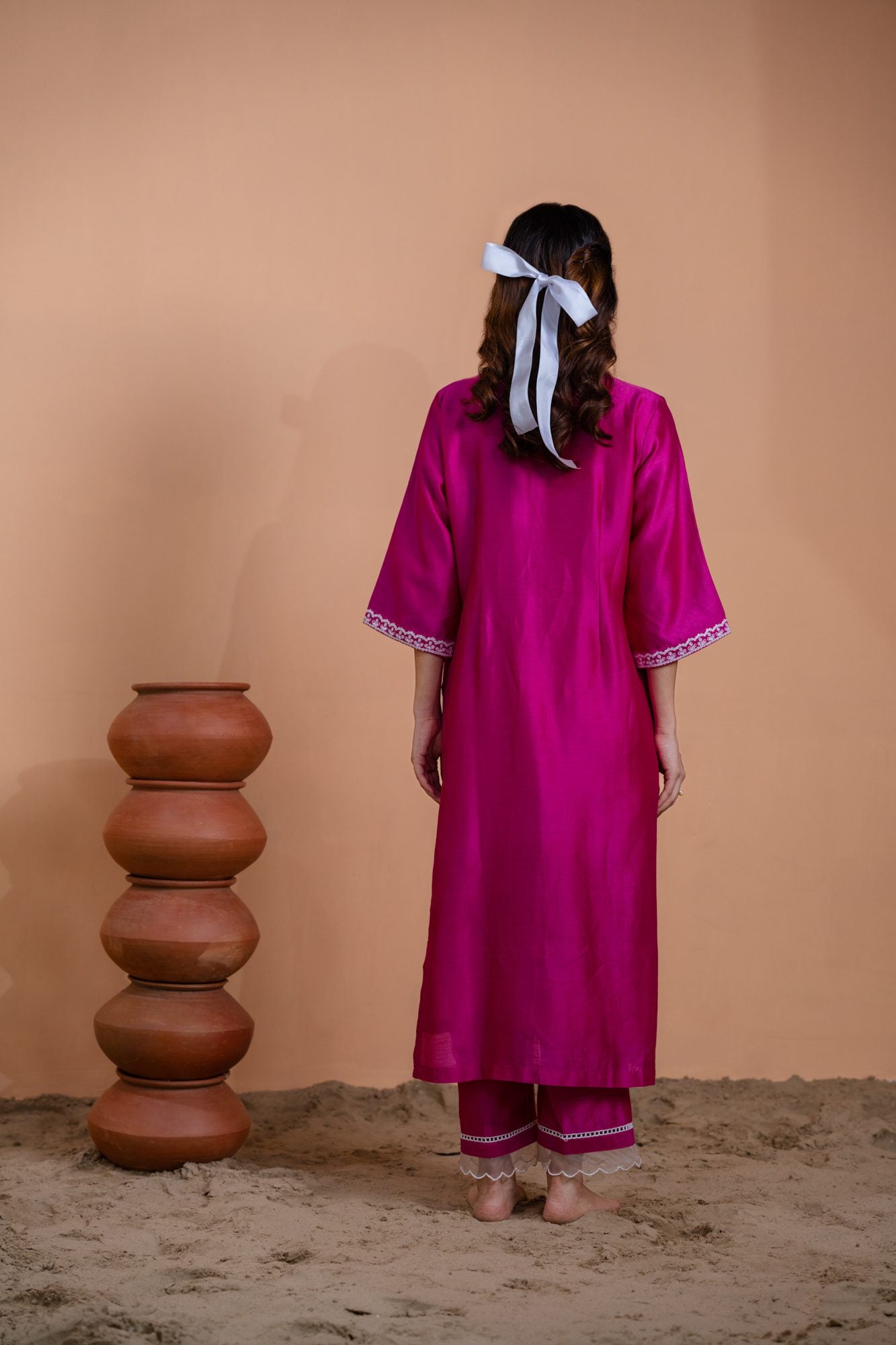 Pink Floral Motif Straight Kurta Set