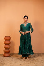 Emerald Green Tiered Anarkali Set