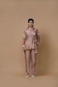 Beige Pleated Coord Set