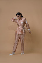 Beige Pleated Coord Set