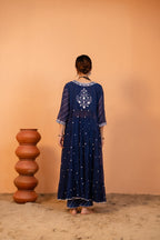 Mid Night Blue Tiered Anarkali Set