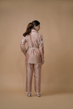 Beige Pleated Coord Set
