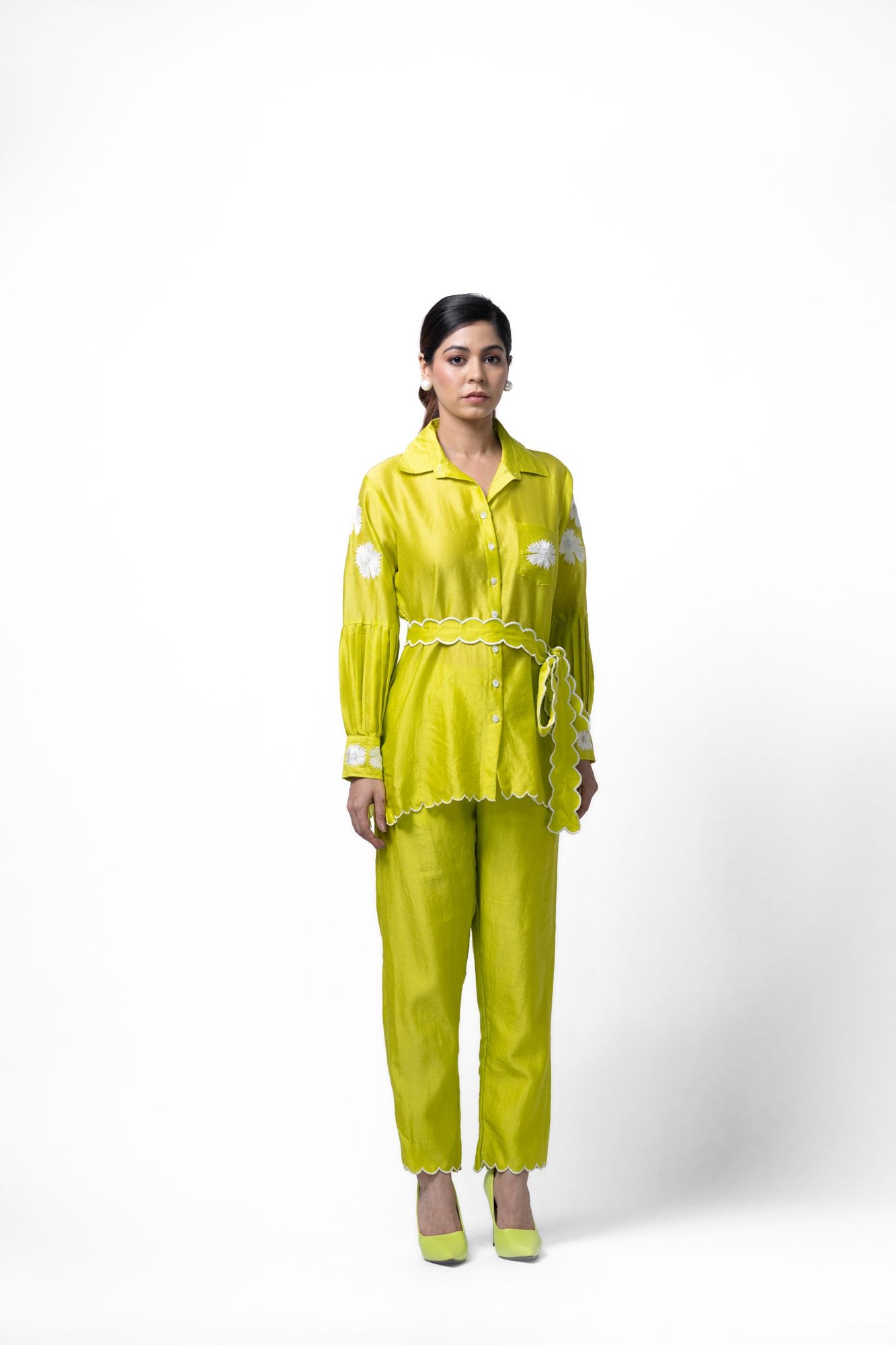 Neon Green Pleated Coord Set