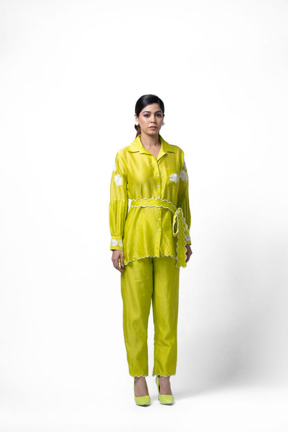 Neon Green Pleated Coord Set