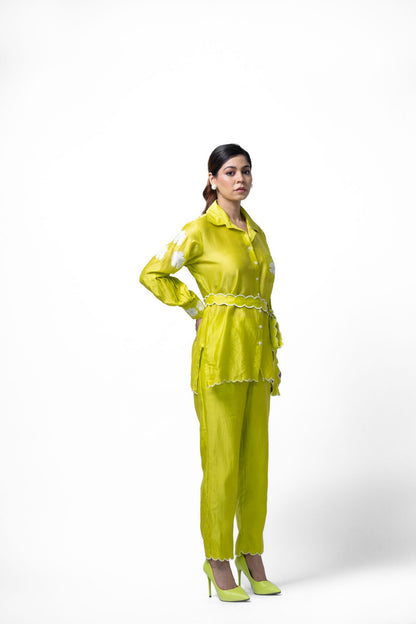Neon Green Pleated Coord Set
