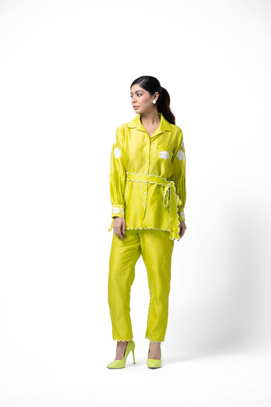 Neon Green Pleated Coord Set