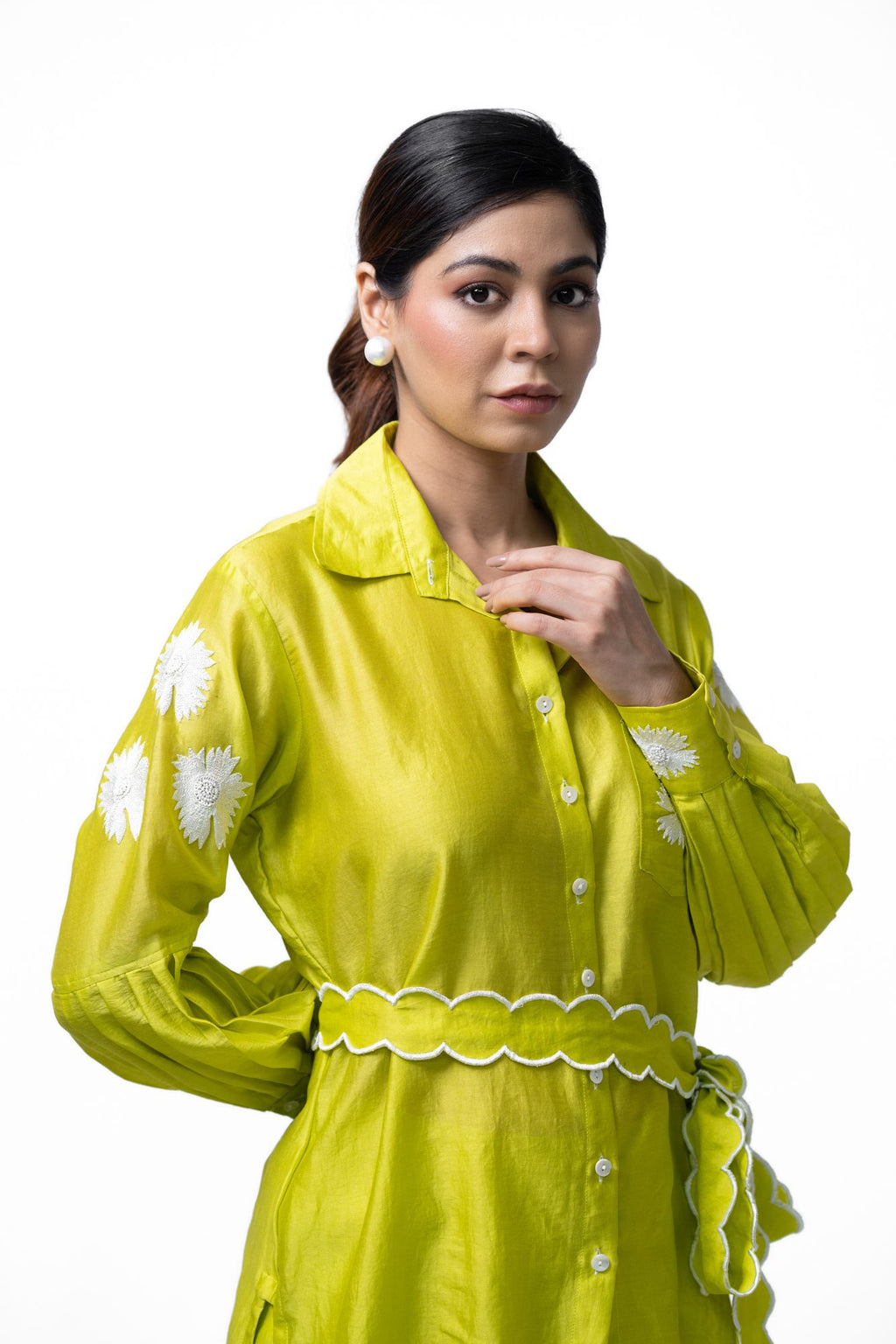 Neon Green Pleated Coord Set