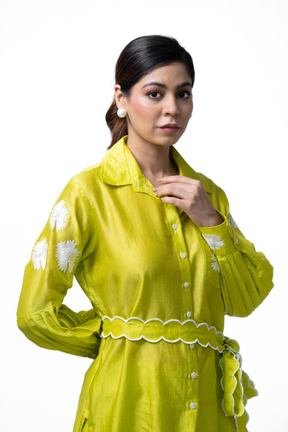 Neon Green Pleated Coord Set
