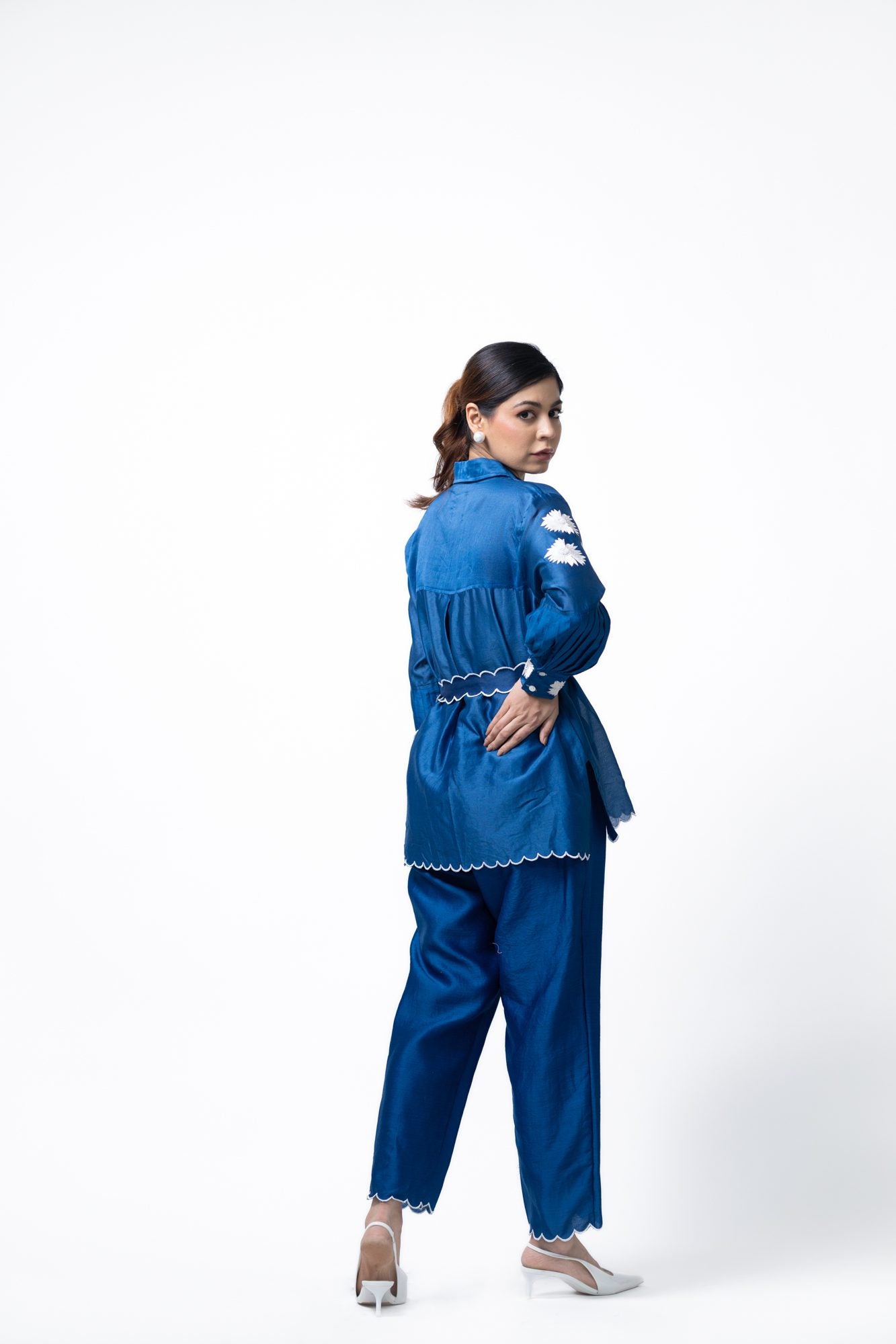 Blue Pleated Coord Set