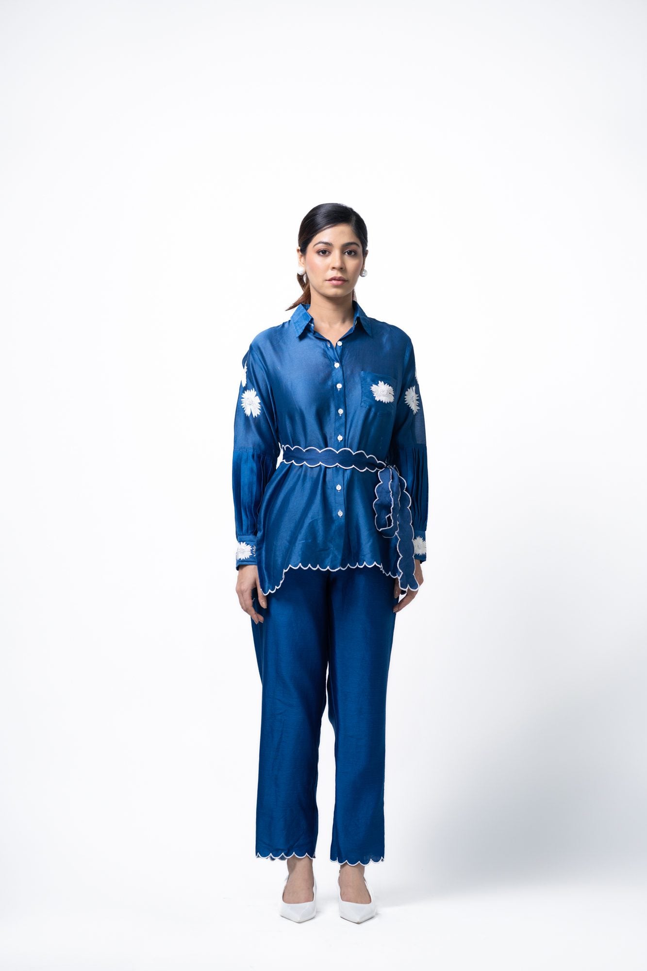 Blue Pleated Coord Set