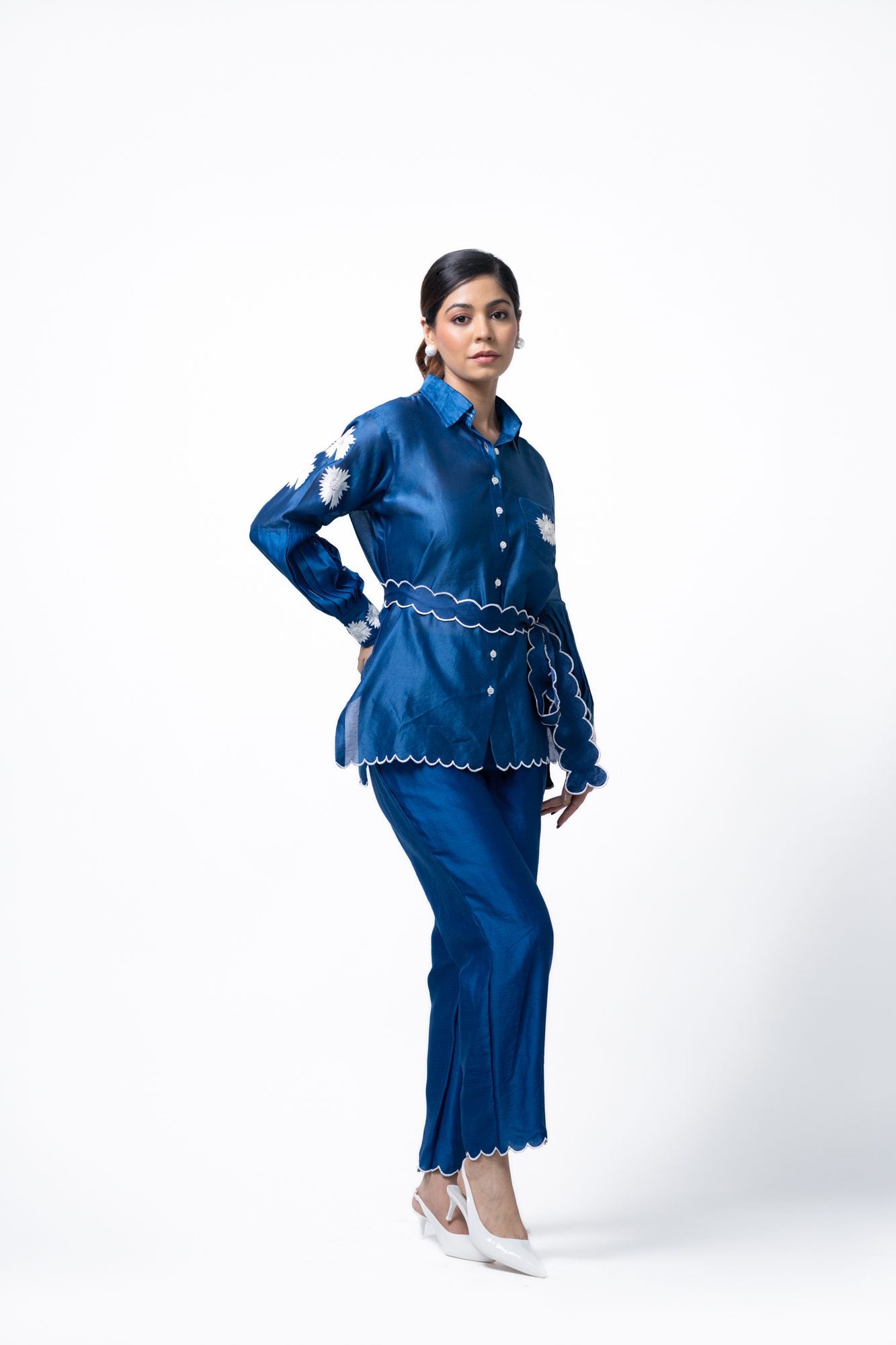 Blue Pleated Coord Set
