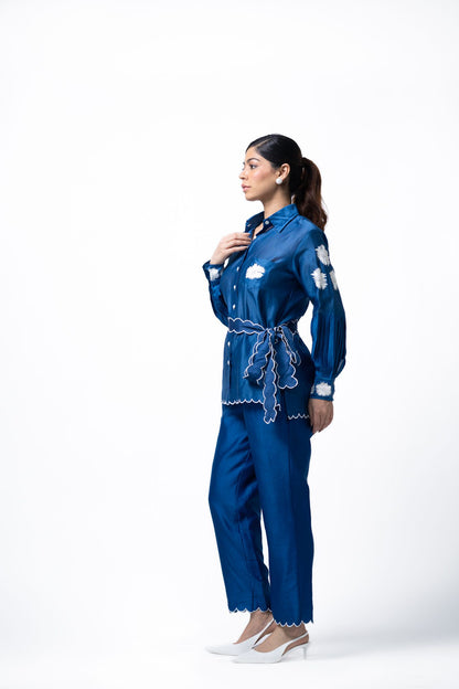 Blue Pleated Coord Set