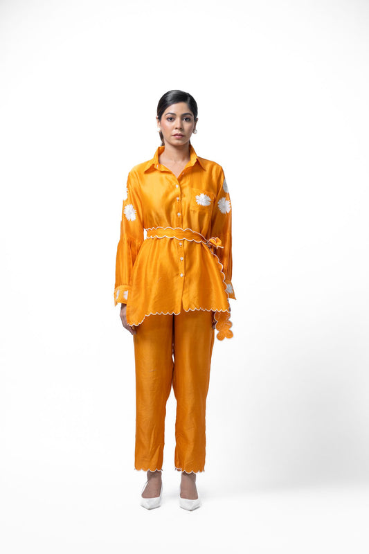 Saffron Pleated Coord Set