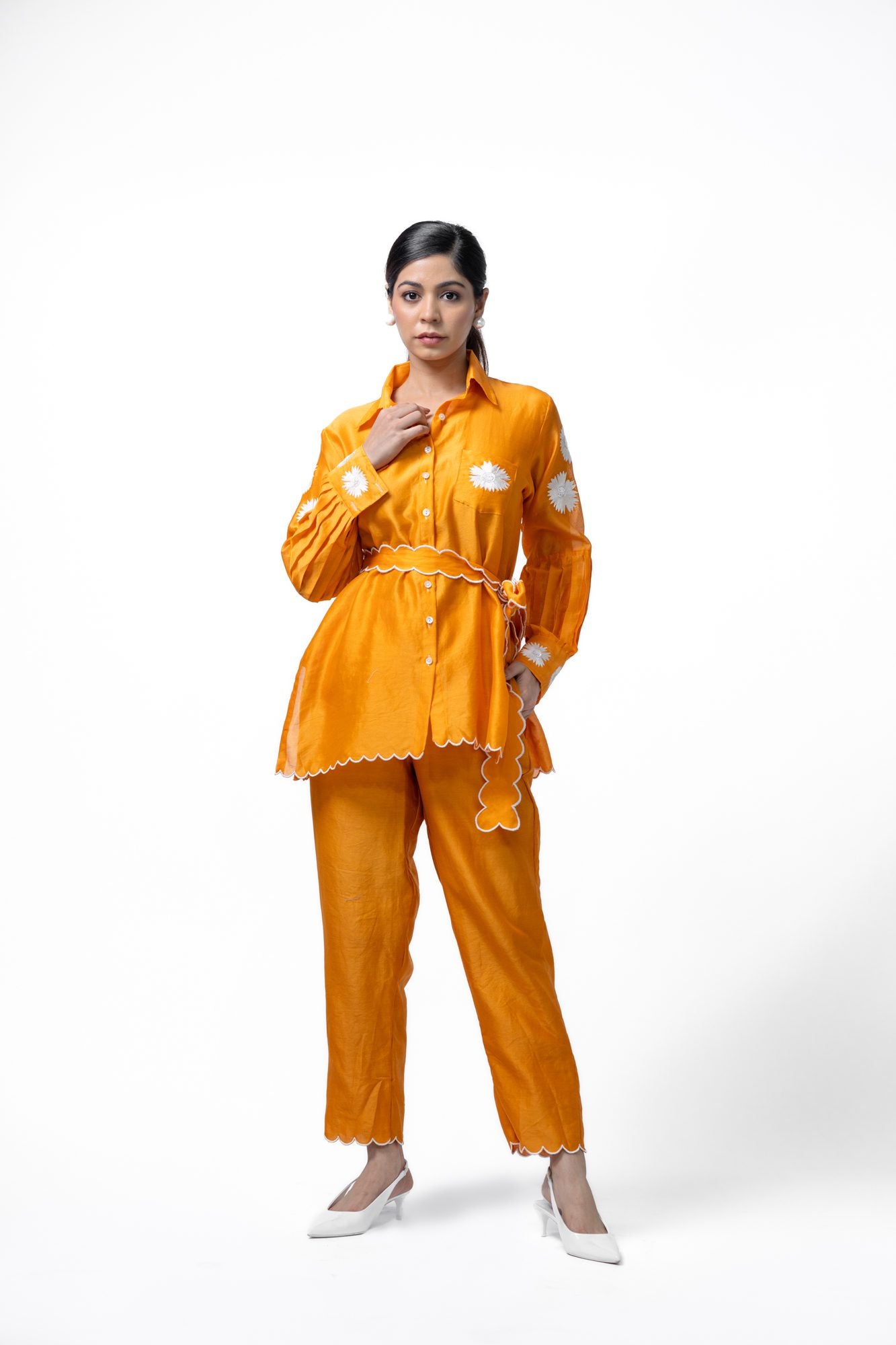 Saffron Pleated Coord Set