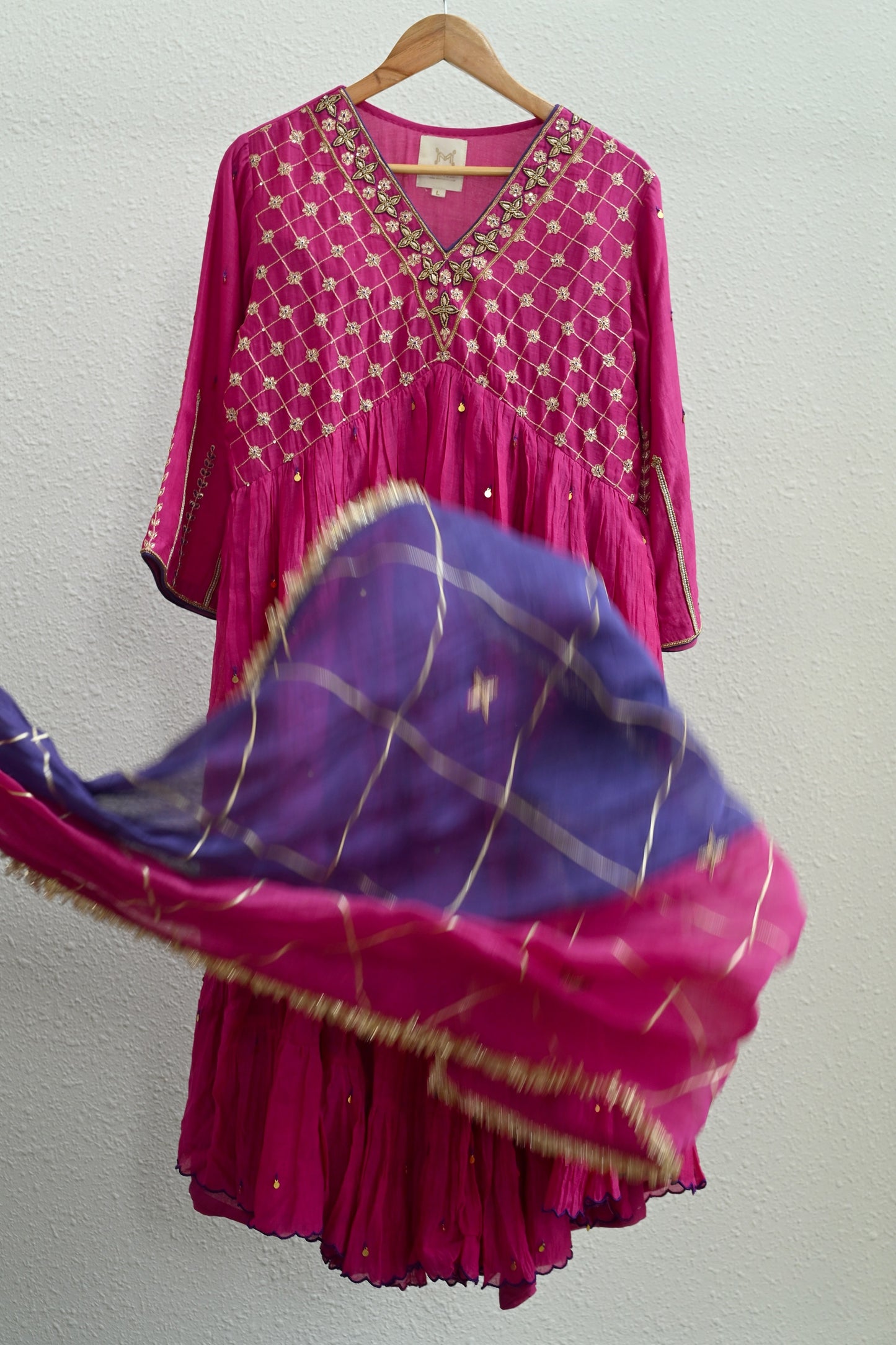 Pink Narrow Gathered Sharara Set