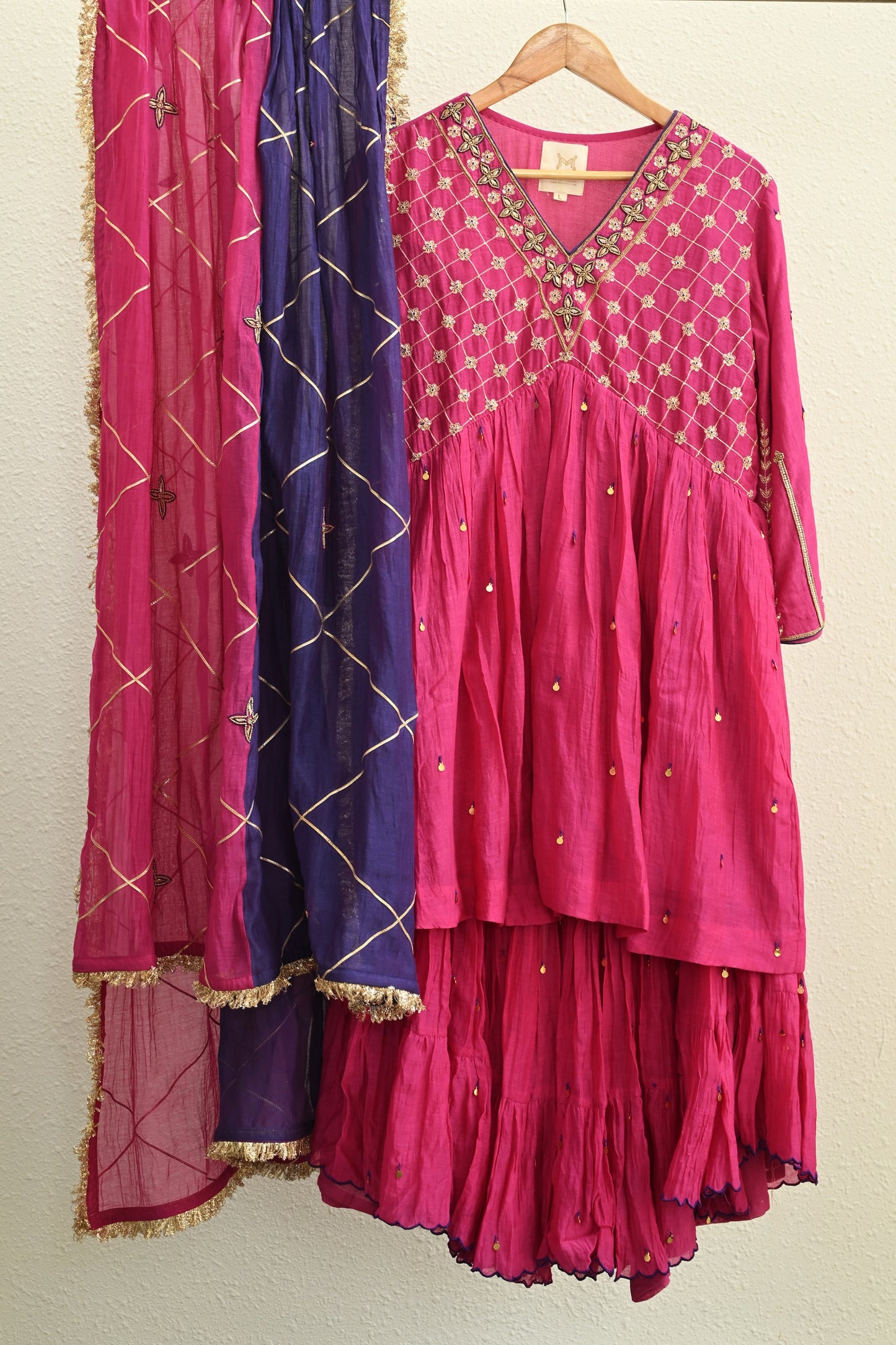 Pink Narrow Gathered Sharara Set