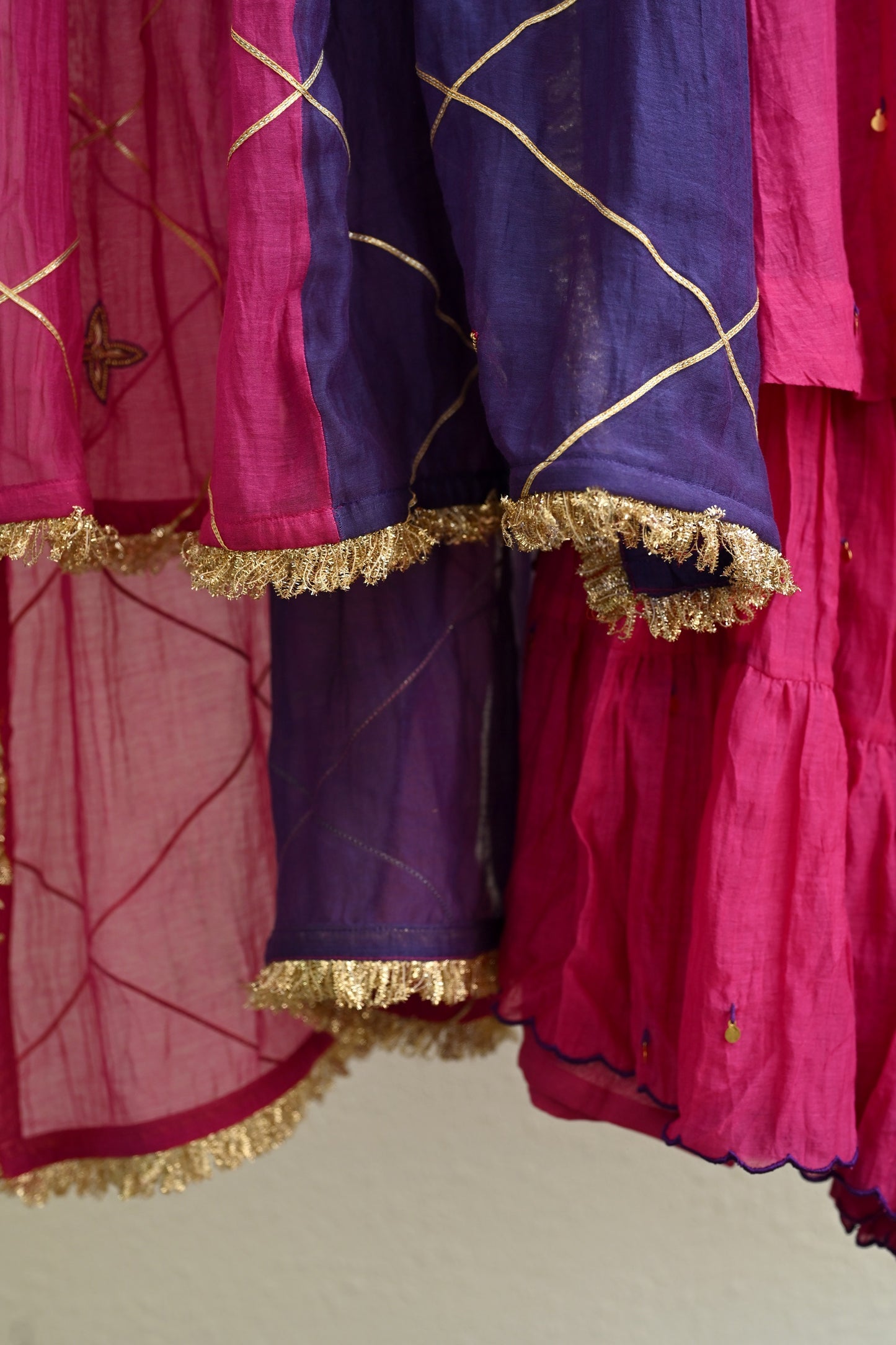 Pink Narrow Gathered Sharara Set