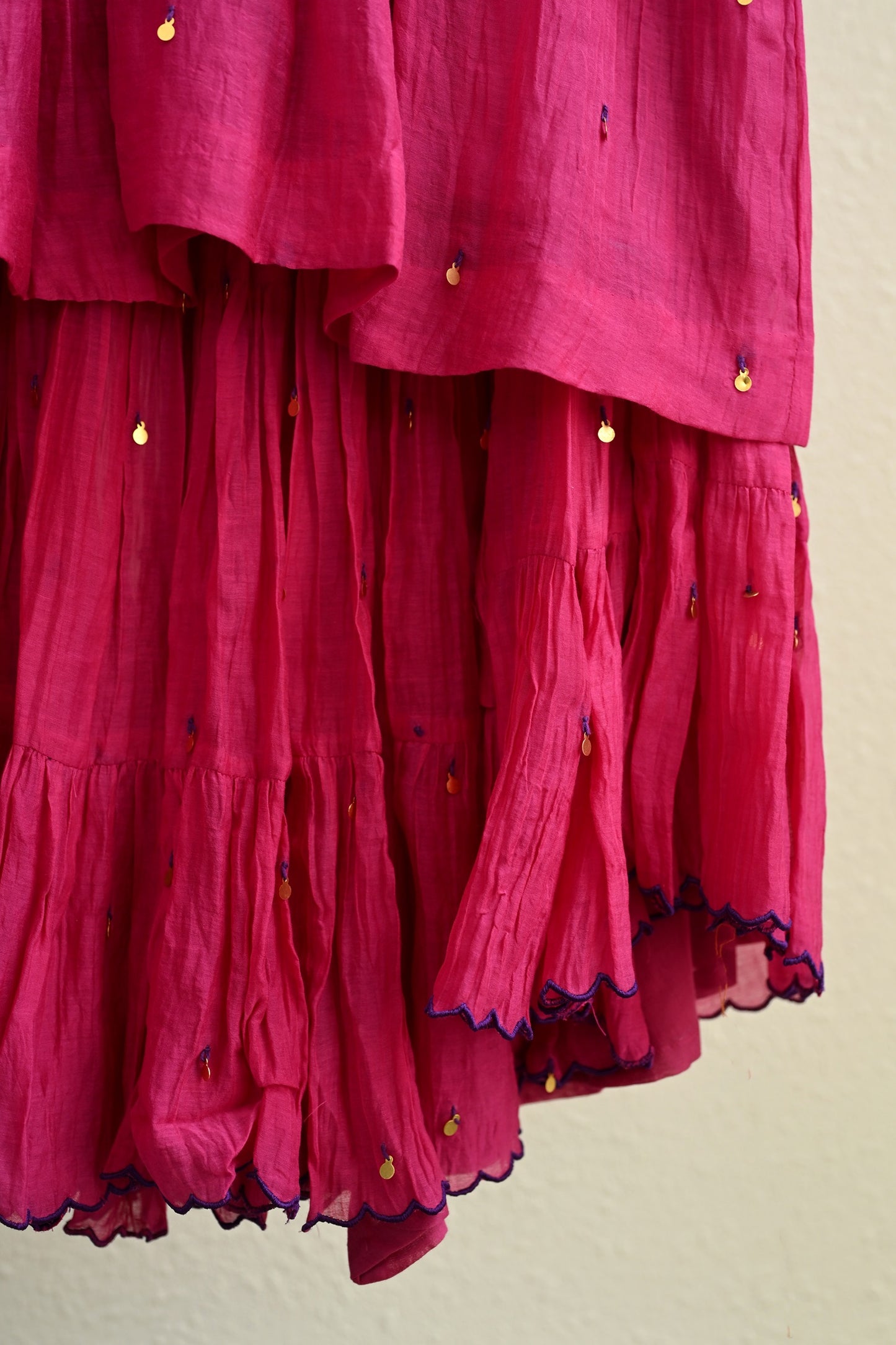 Pink Narrow Gathered Sharara Set