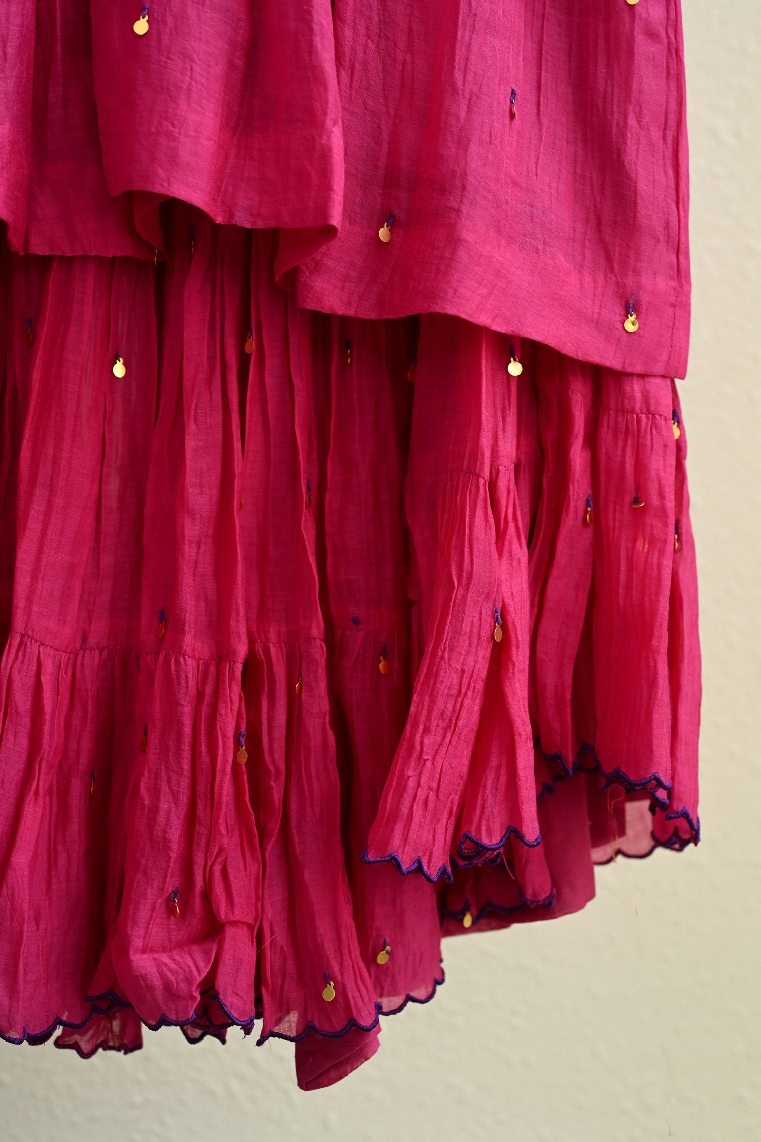 Pink Narrow Gathered Sharara Set