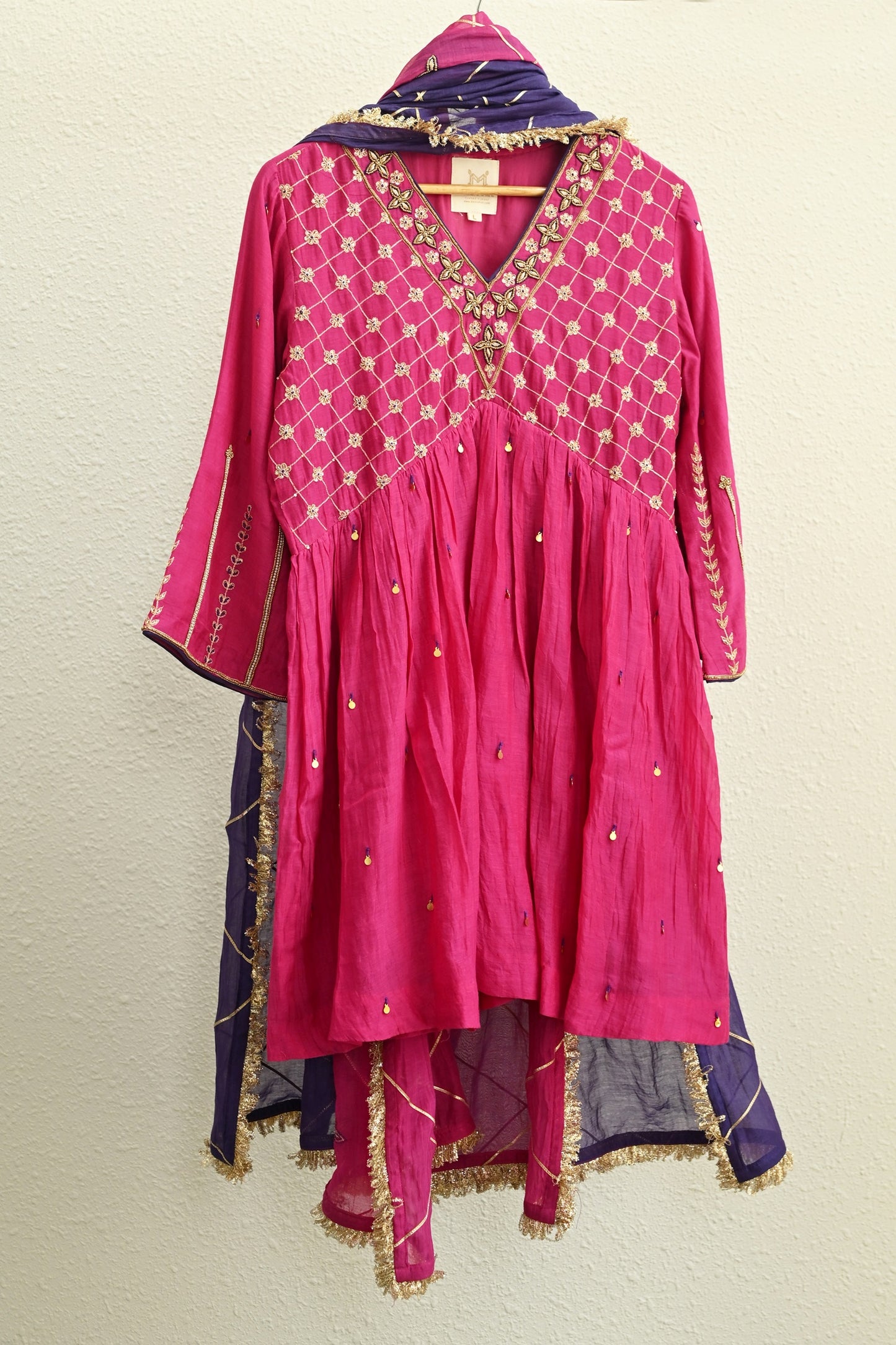 Pink Narrow Gathered Sharara Set
