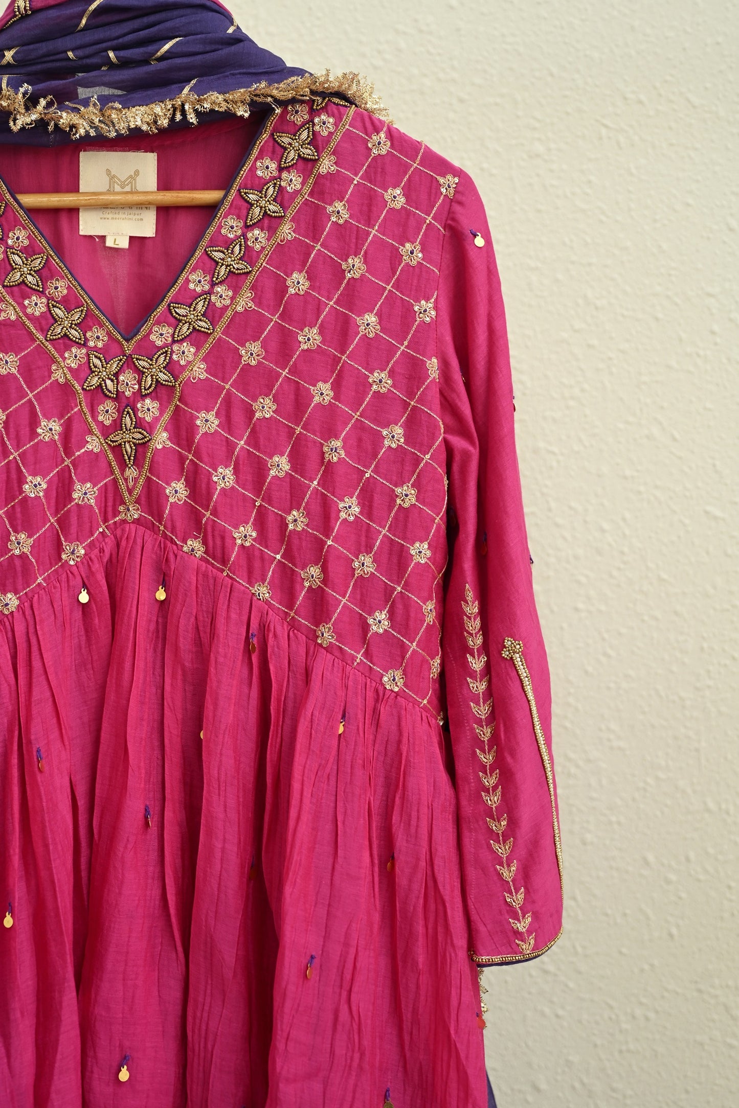 Pink Narrow Gathered Sharara Set